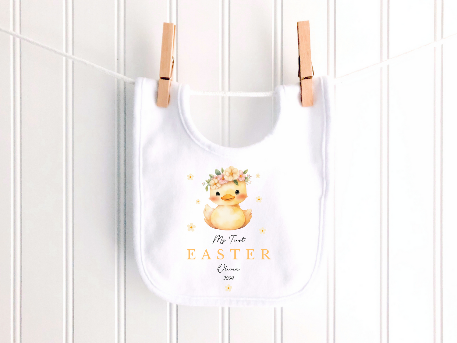 My First Easter Floral Duck Personalised Sleepsuit/Babygrow