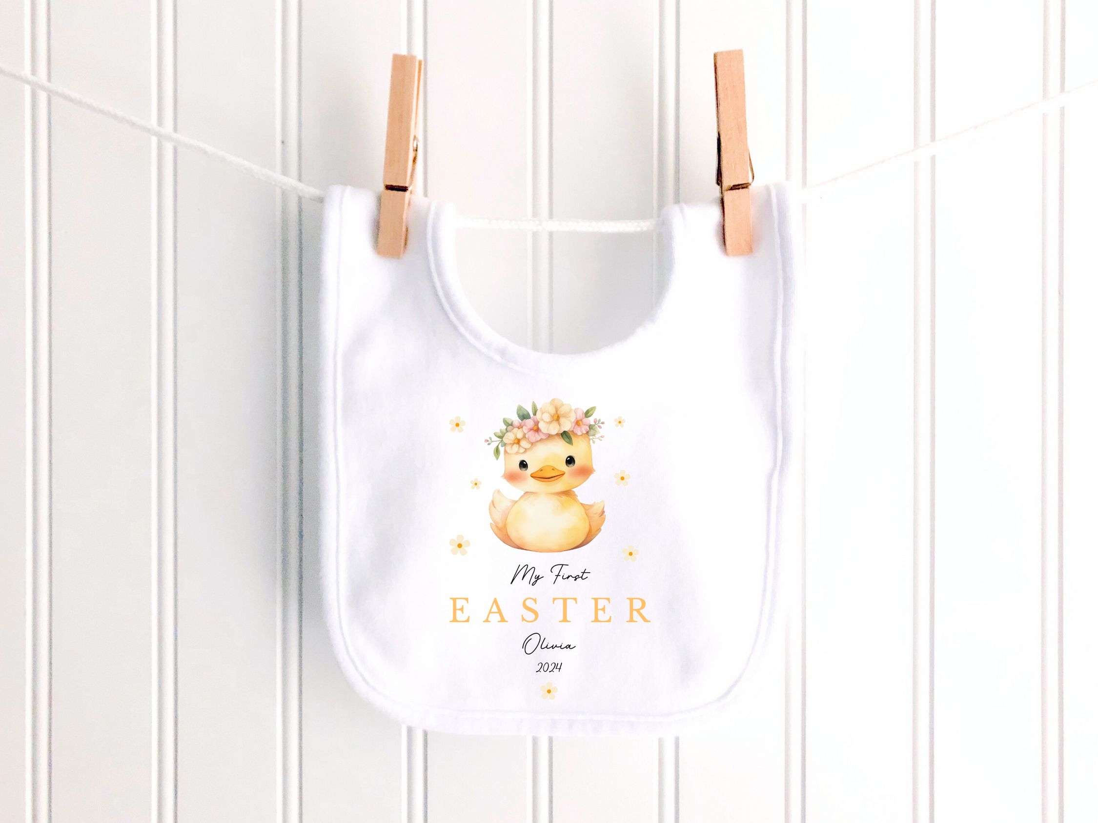 My First Easter Floral Duck Personalised Sleepsuit/Babygrow