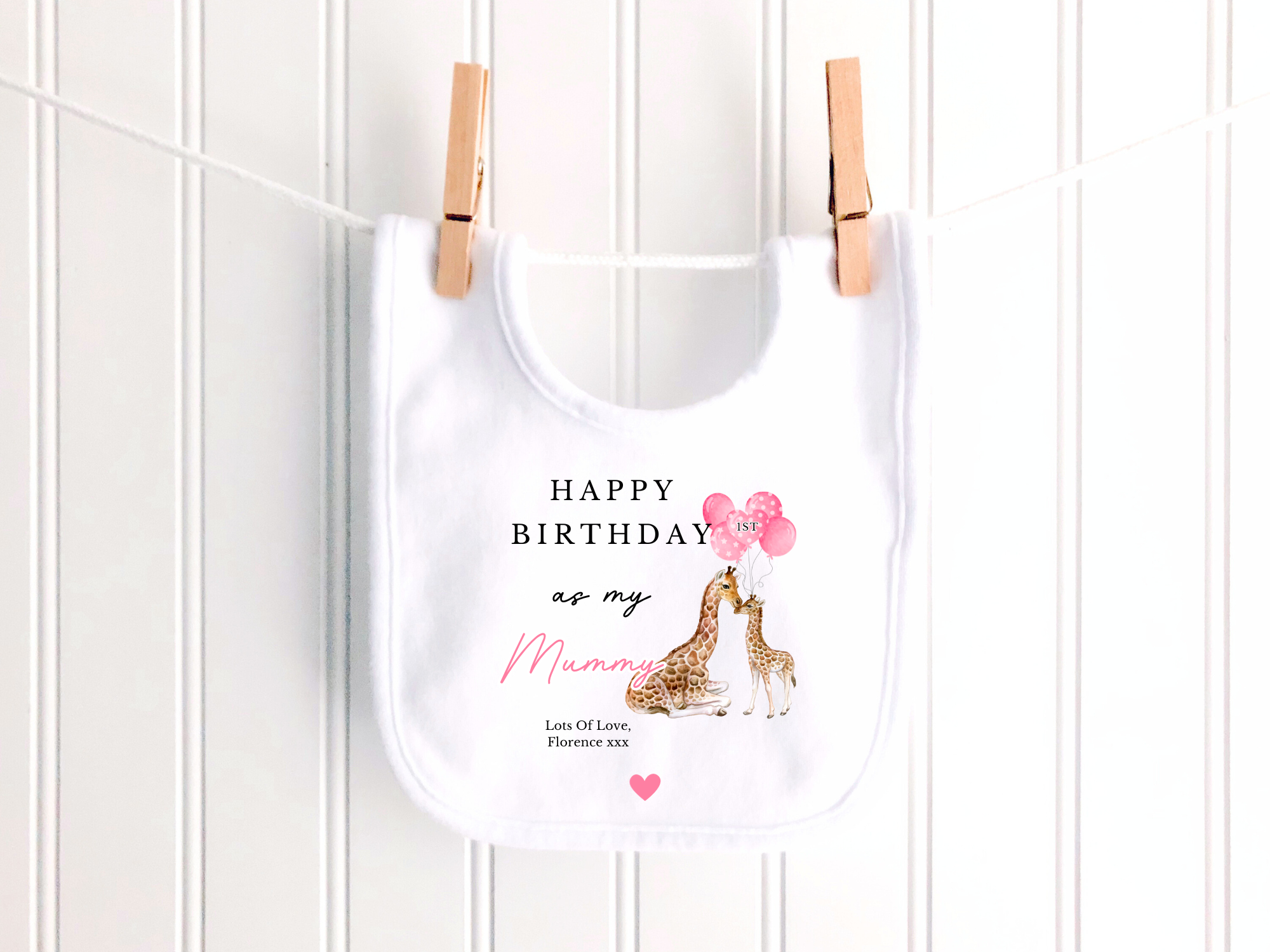 1st Birthday As My Mummy Giraffe Personalised Sleepsuit/Babygrow