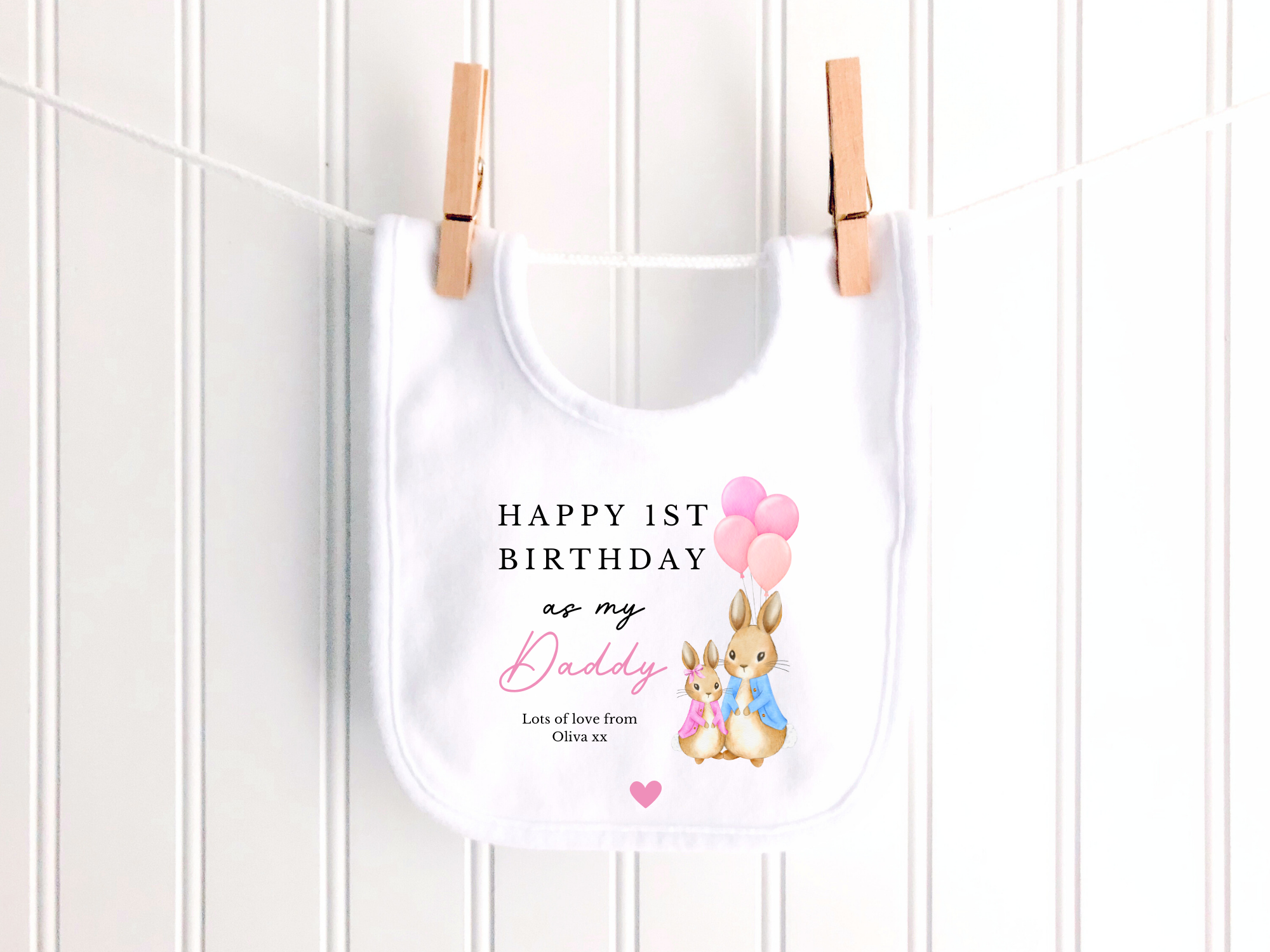 Happy 1st Birthday As My Daddy Bunny Personalised Sleepsuit/Babygrow