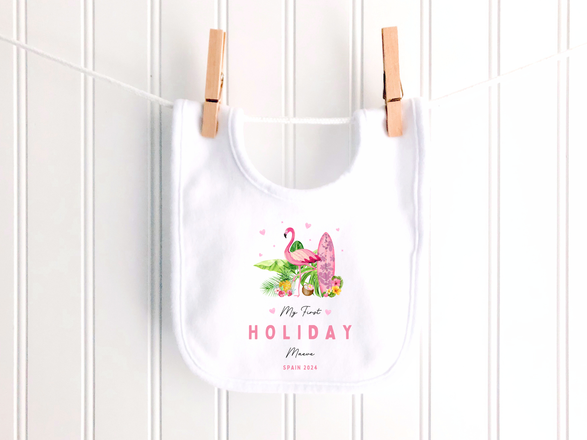 My First Holiday Flamingo Personalised Vest/Sleepsuit