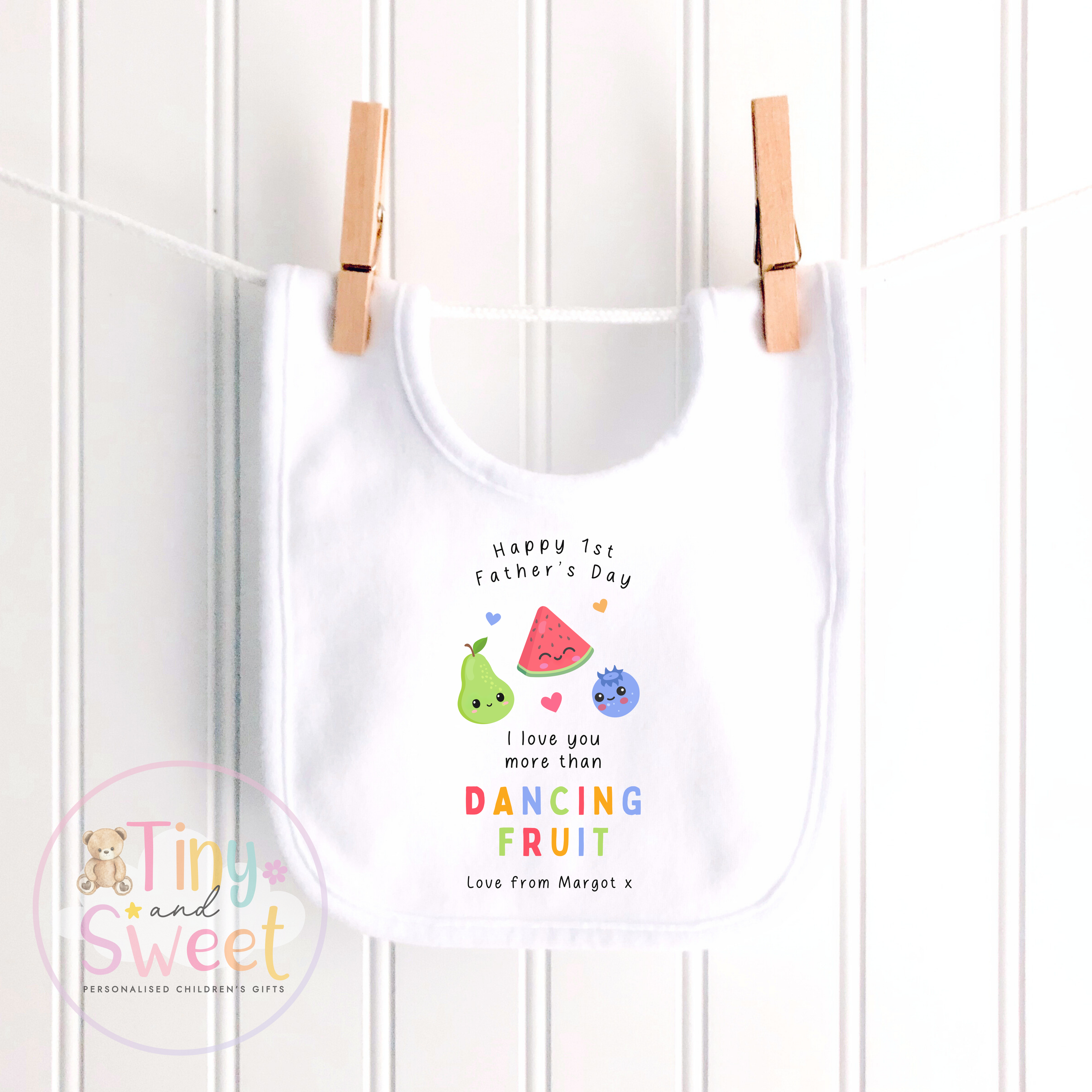 Fathers Day Dancing Fruit Personalised Sleepsuit