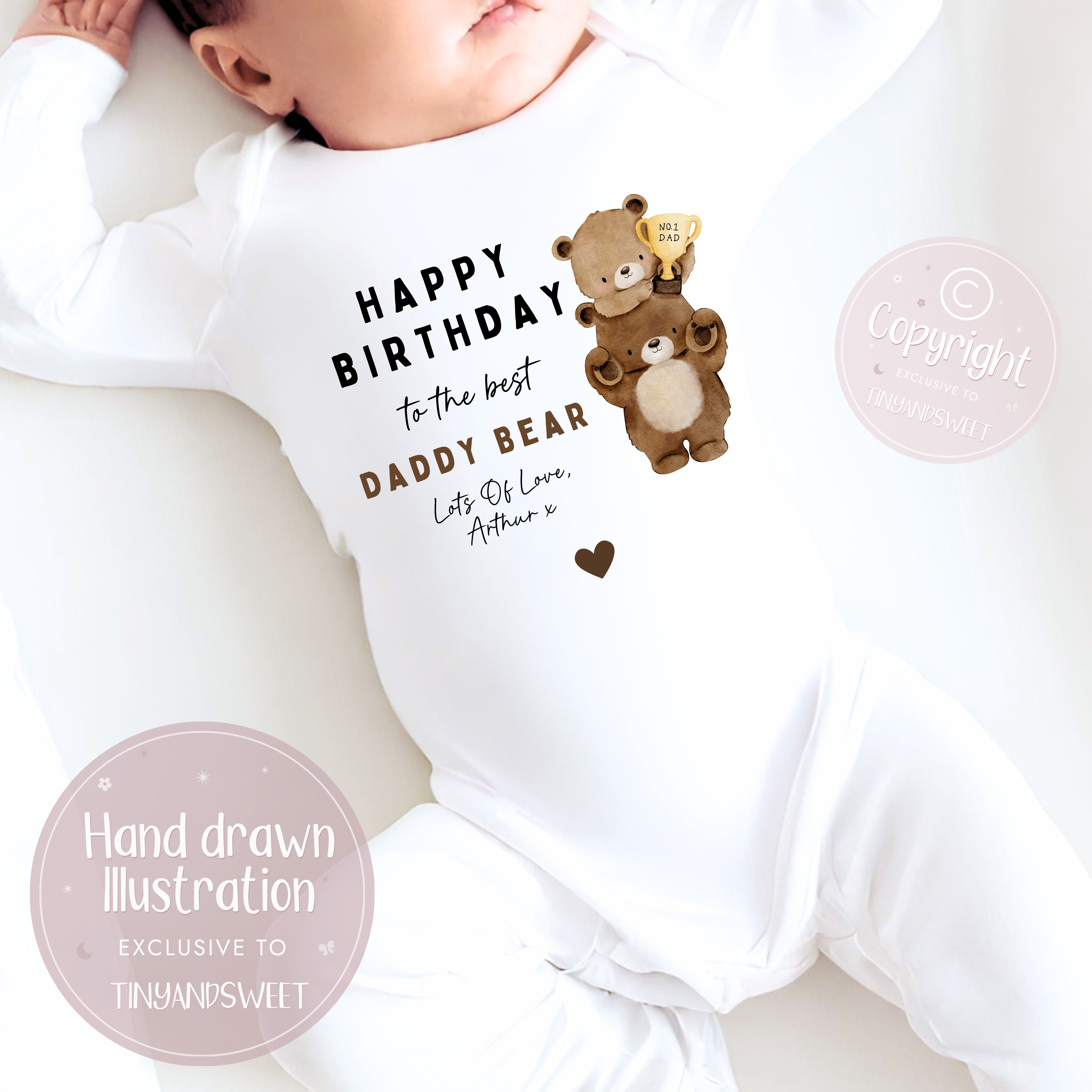 1st Birthday As My Daddy Bear Personalised Sleepsuit/Babygrow