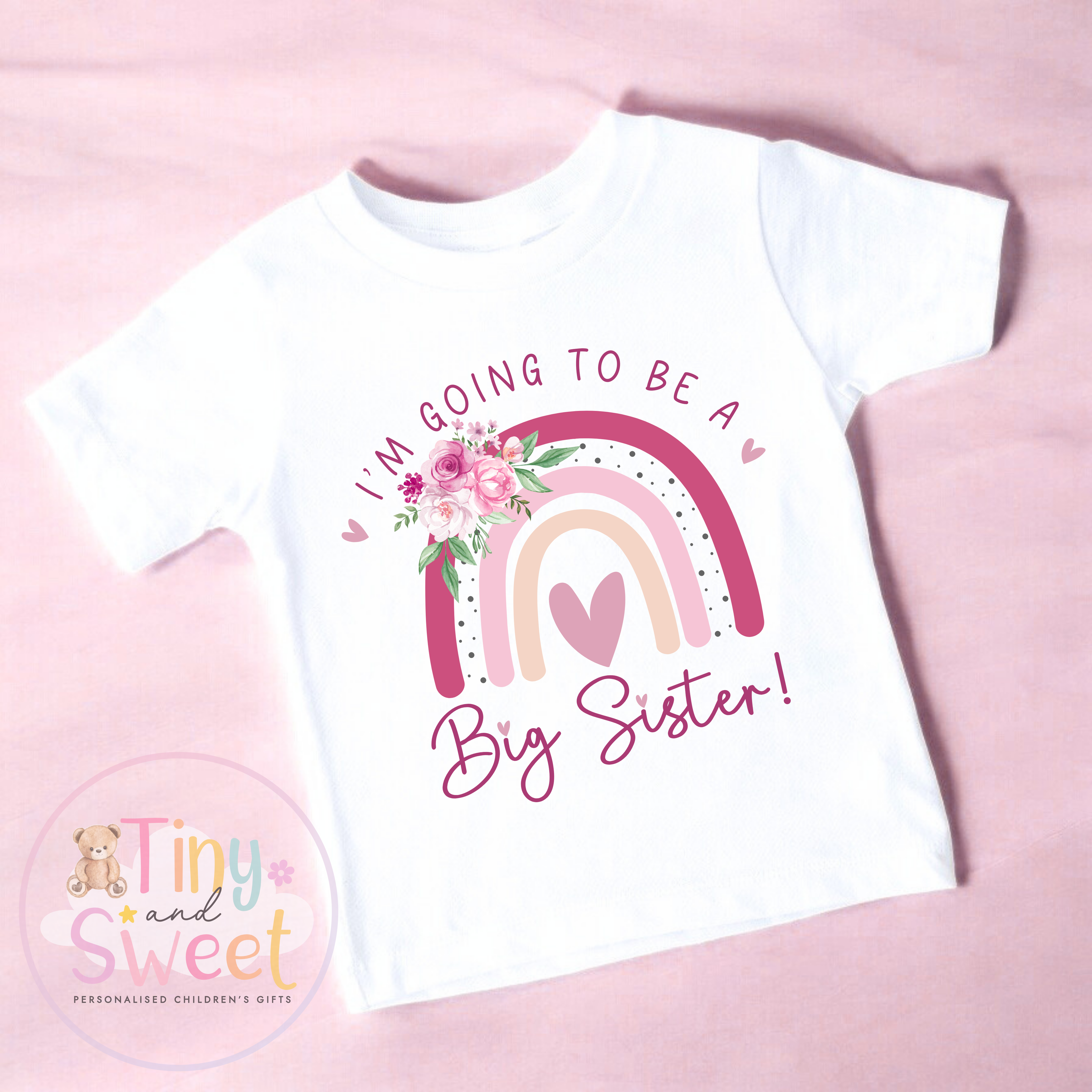 Big Sister Floral Rainbow T Shirt