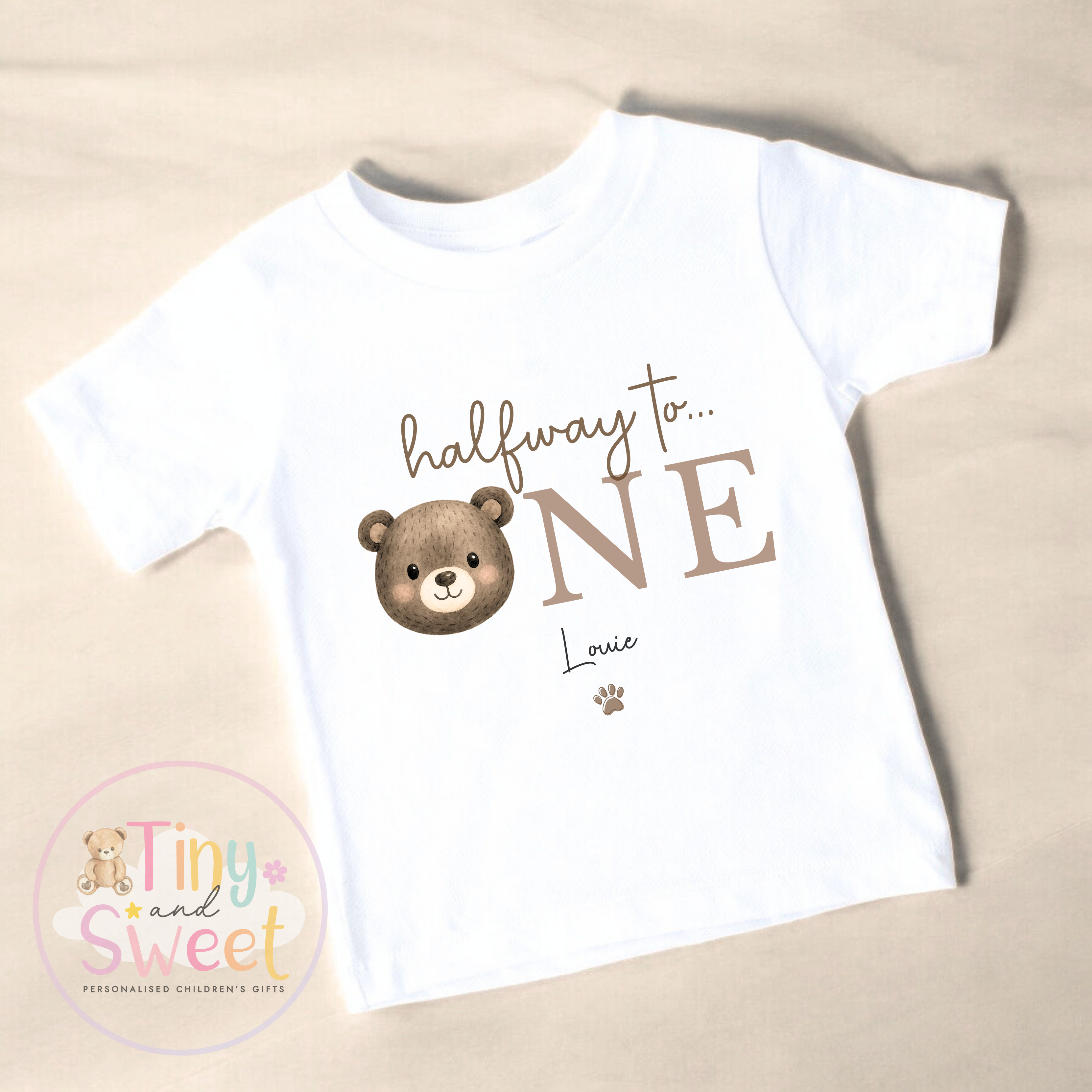 Halfway to One Bear Personalised T Shirt