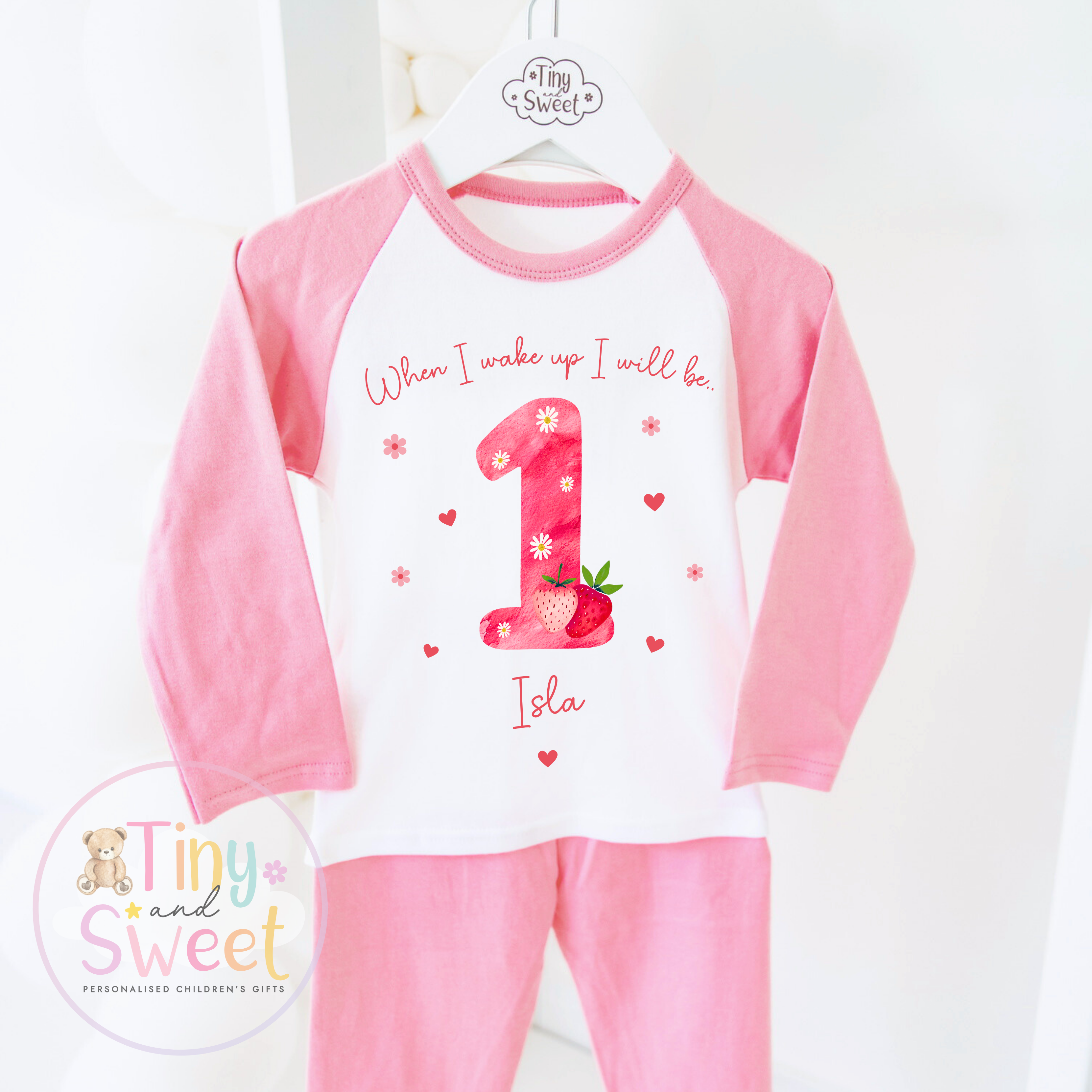 Personalised Birthday Pyjamas - Pink & Strawberries