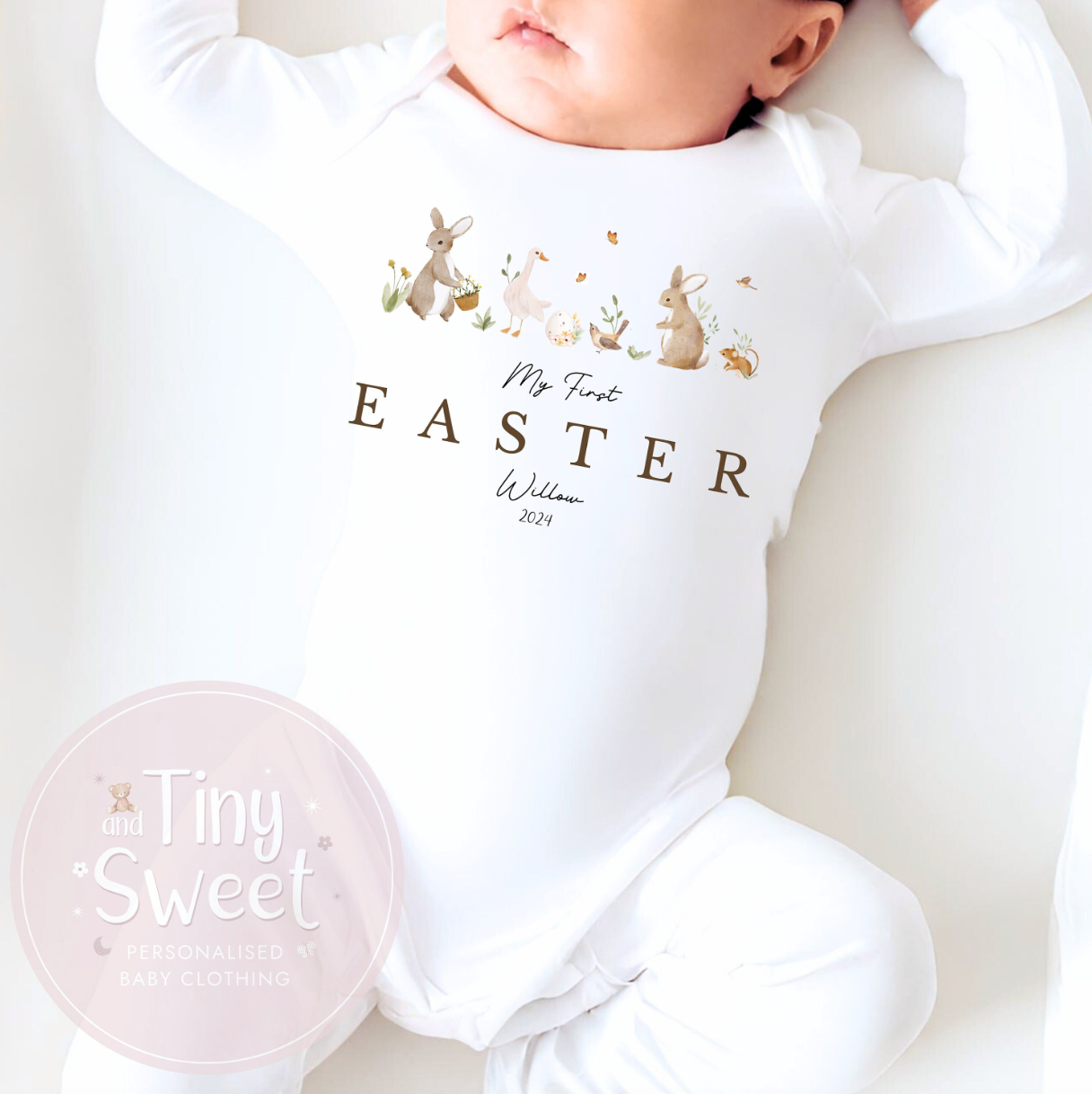 My First Easter Gender Neutral Personalised Sleepsuit/Babygrow