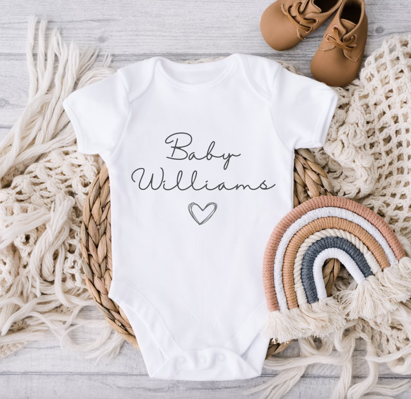 Simple Name Announcement Personalised Sleepsuit/Babygrow