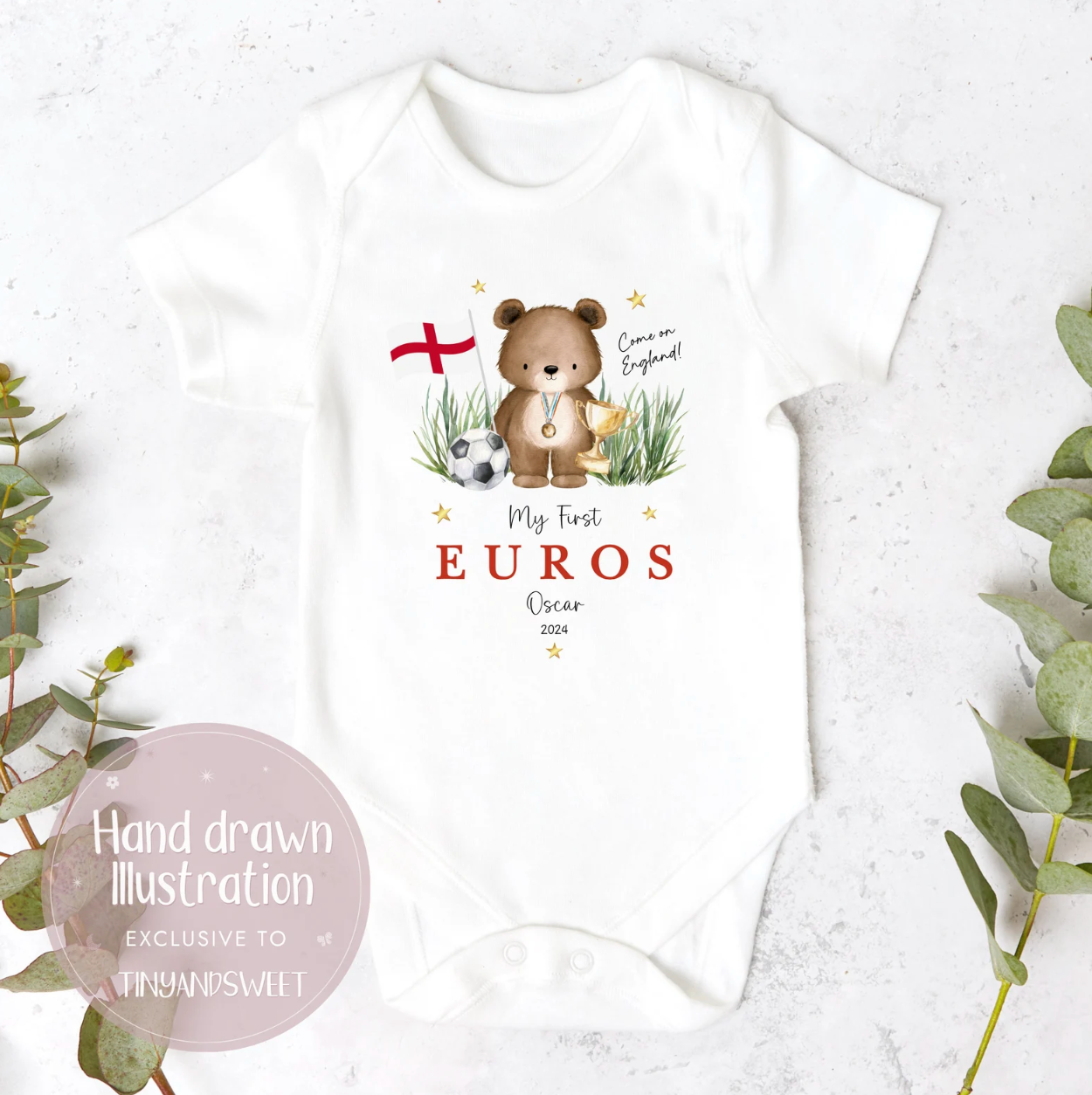 My First Euros Personalised Bear Sleepsuit/Vest