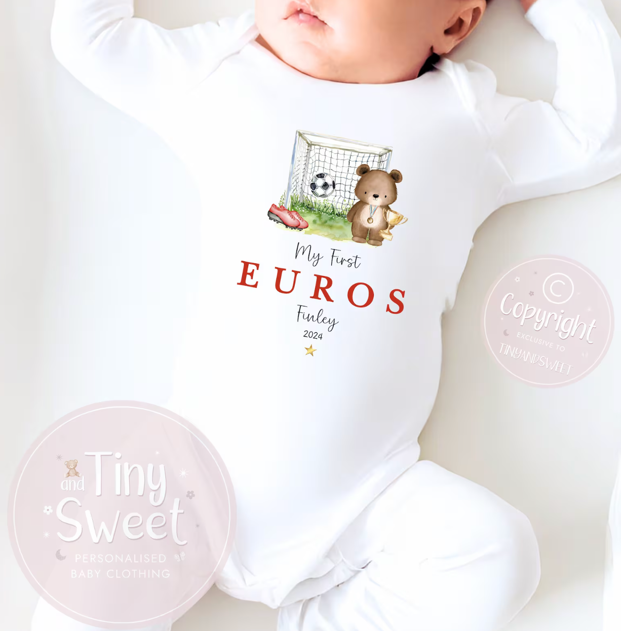 My First Euros Personalised Goalie Bear Sleepsuit/Vest