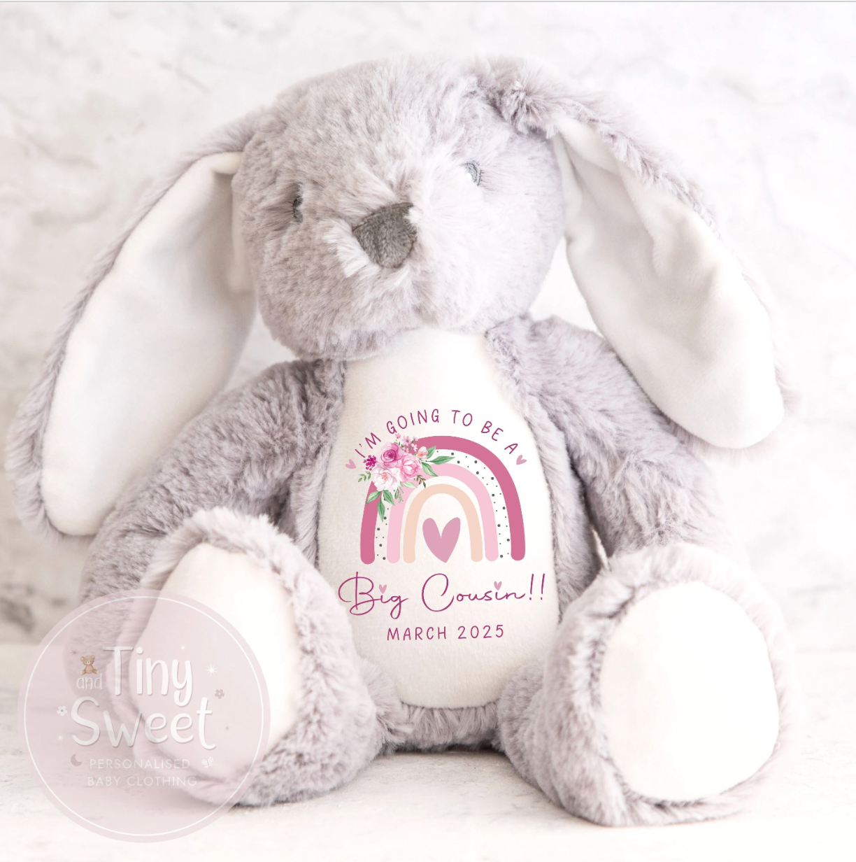 Personalised Big Cousin Rainbow Bunny Soft Toy