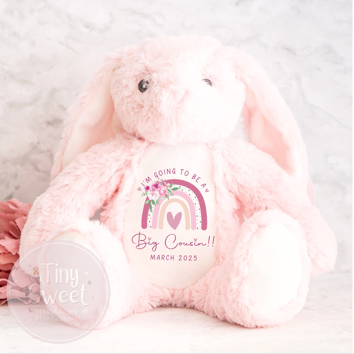 Personalised Big Cousin Rainbow Bunny Soft Toy
