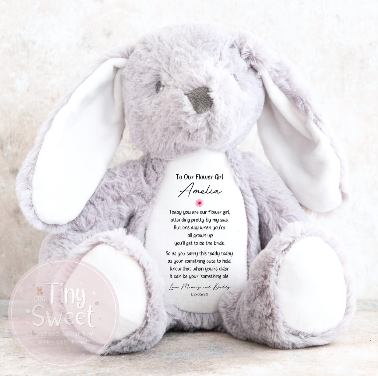 Personalised Flower Girl Bunny Soft Toy