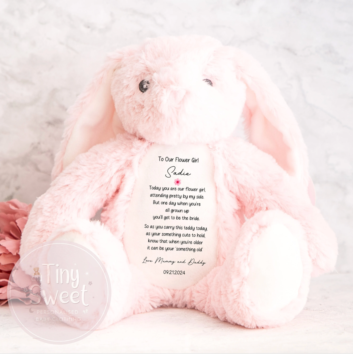 Personalised Flower Girl Bunny Soft Toy