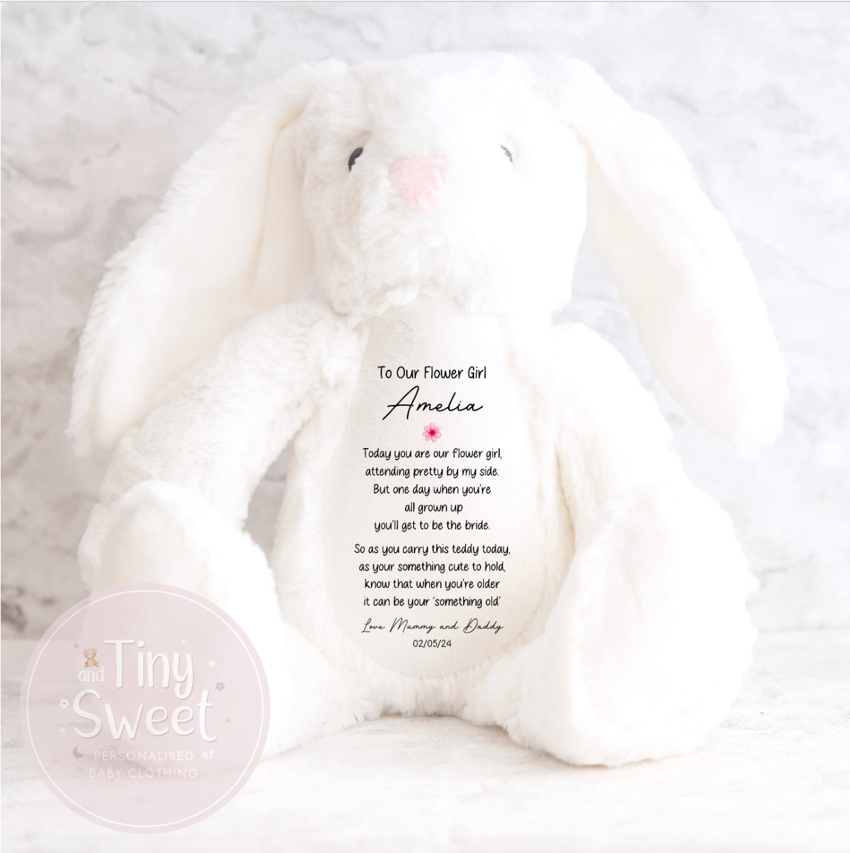 Personalised Flower Girl Bunny Soft Toy