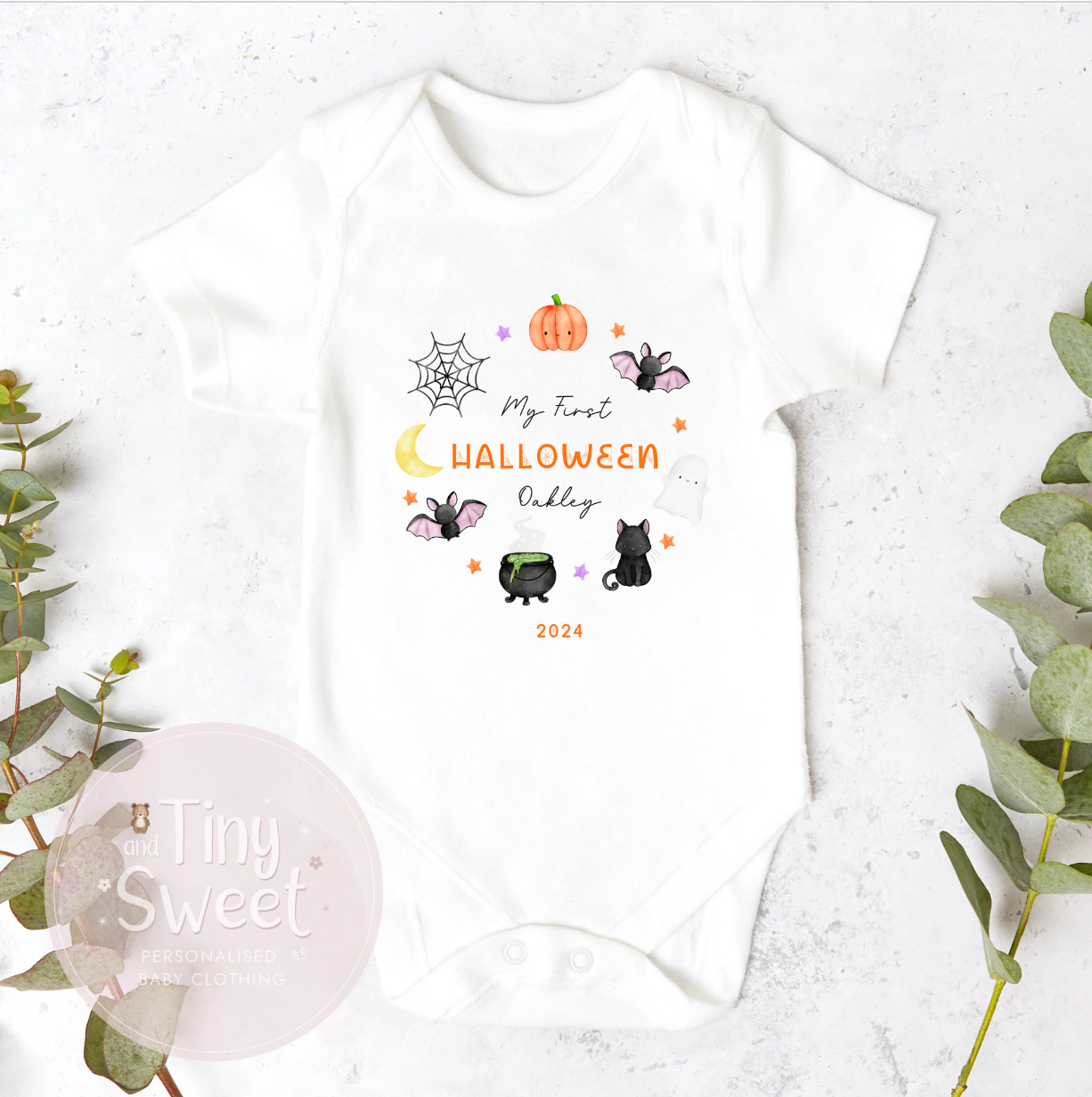 Halloween Wreath Personalised Sleepsuit