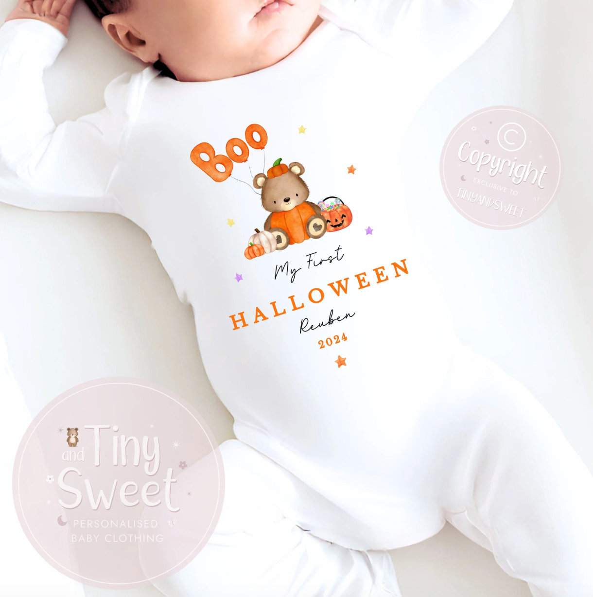 My First Halloween Boo Personalised Sleepsuit