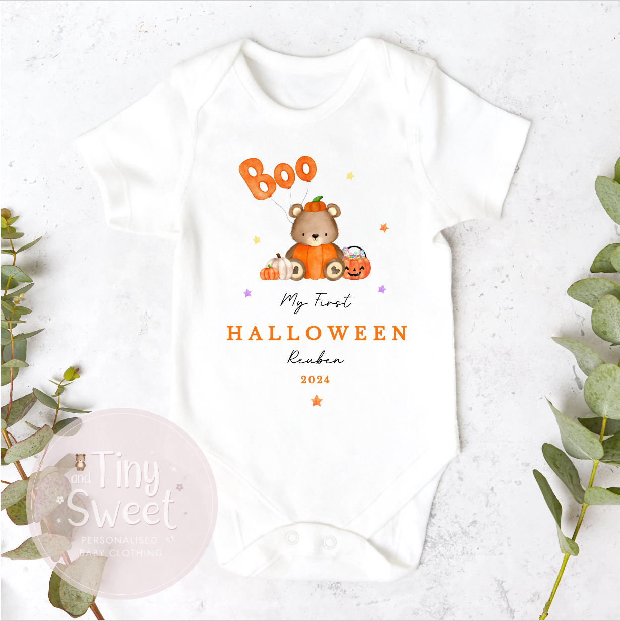 My First Halloween Boo Personalised Sleepsuit