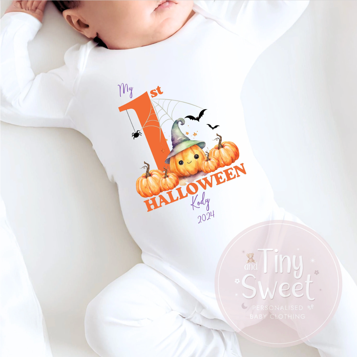 Babies First Halloween Personalised Sleepsuit