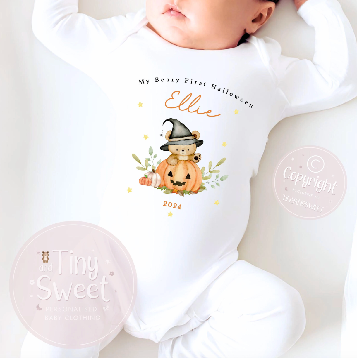 Witch Bear Personalised Sleepsuit