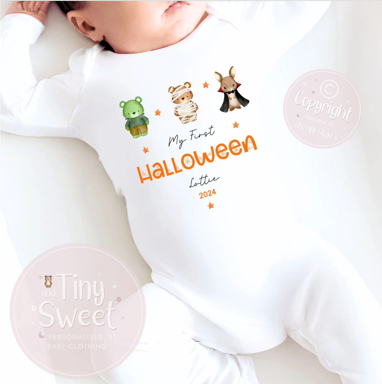 Monster Mash Halloween Personalised Sleepsuit