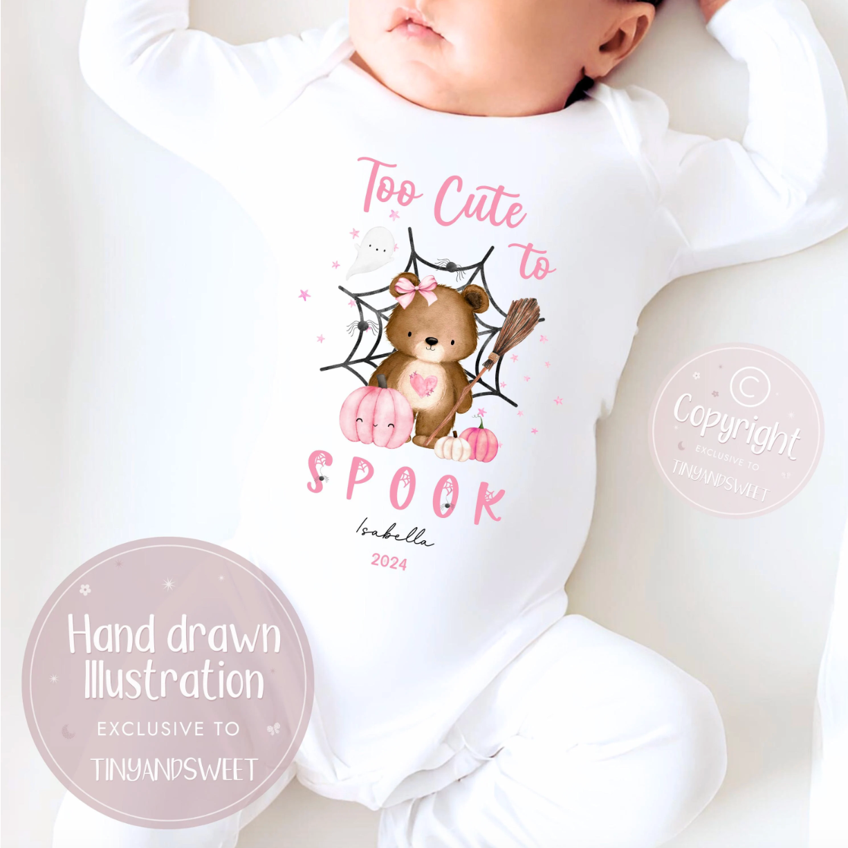 To Cute To Spook Halloween Personalised Sleepsuit
