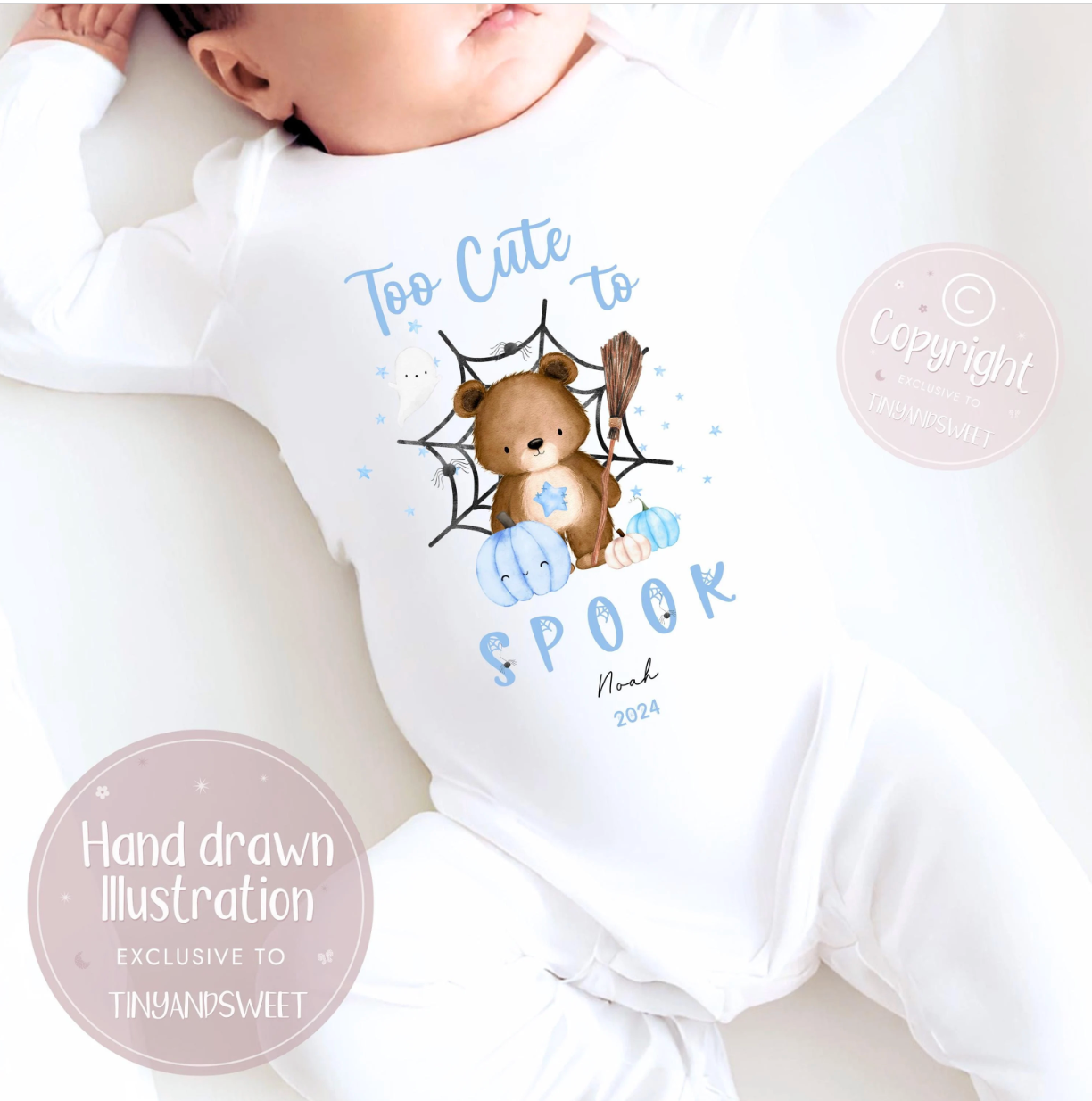 To Cute To Spook Halloween Personalised Sleepsuit