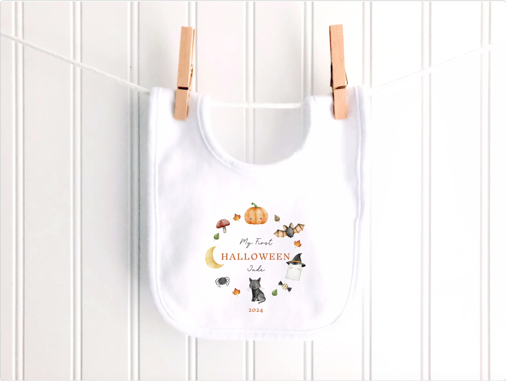 Autumn Halloween Wreath Personalised Sleepsuit