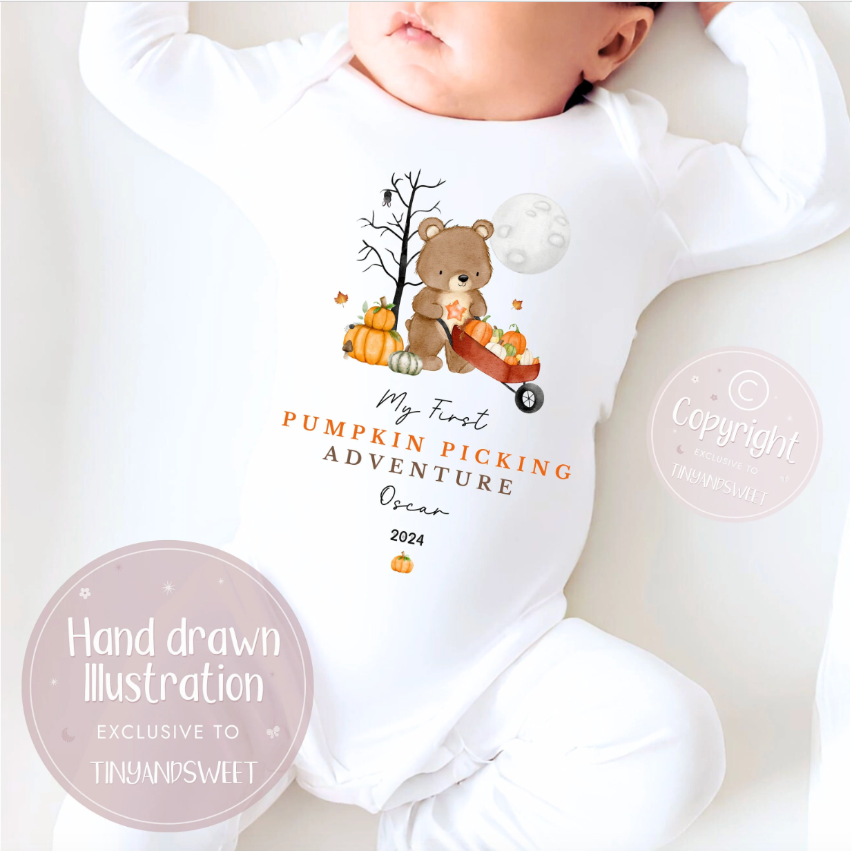 Pumpkin Picking Halloween Personalised Sleepsuit