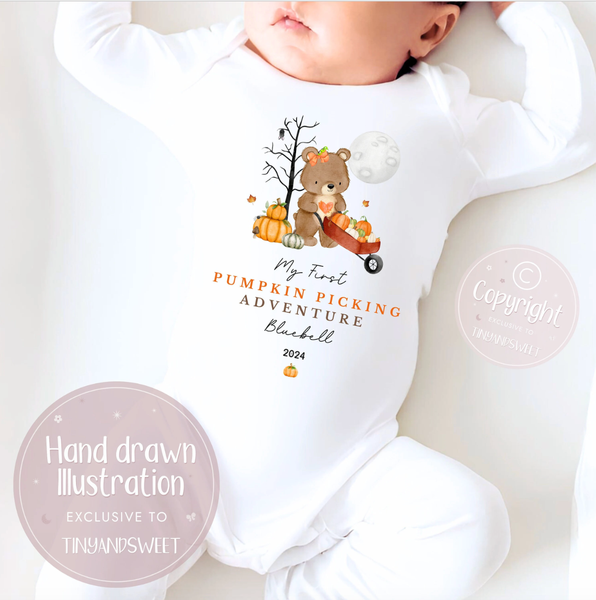 Pumpkin Picking Halloween Personalised Sleepsuit