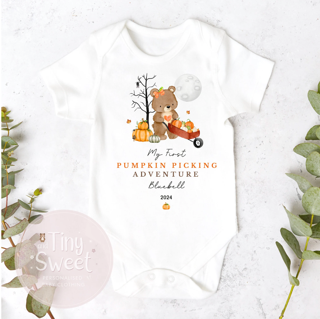 Pumpkin Picking Halloween Personalised Sleepsuit