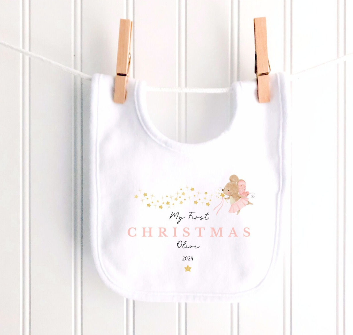 Personalised Ballerina Magical Mouse First Christmas Sleepsuit