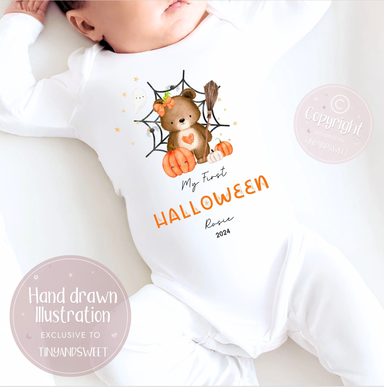 Halloween Bear Personalised Sleepsuit