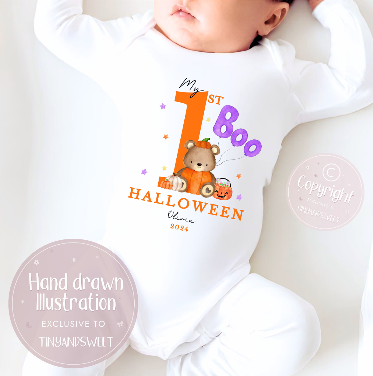 Purple Boo Personalised Sleepsuit