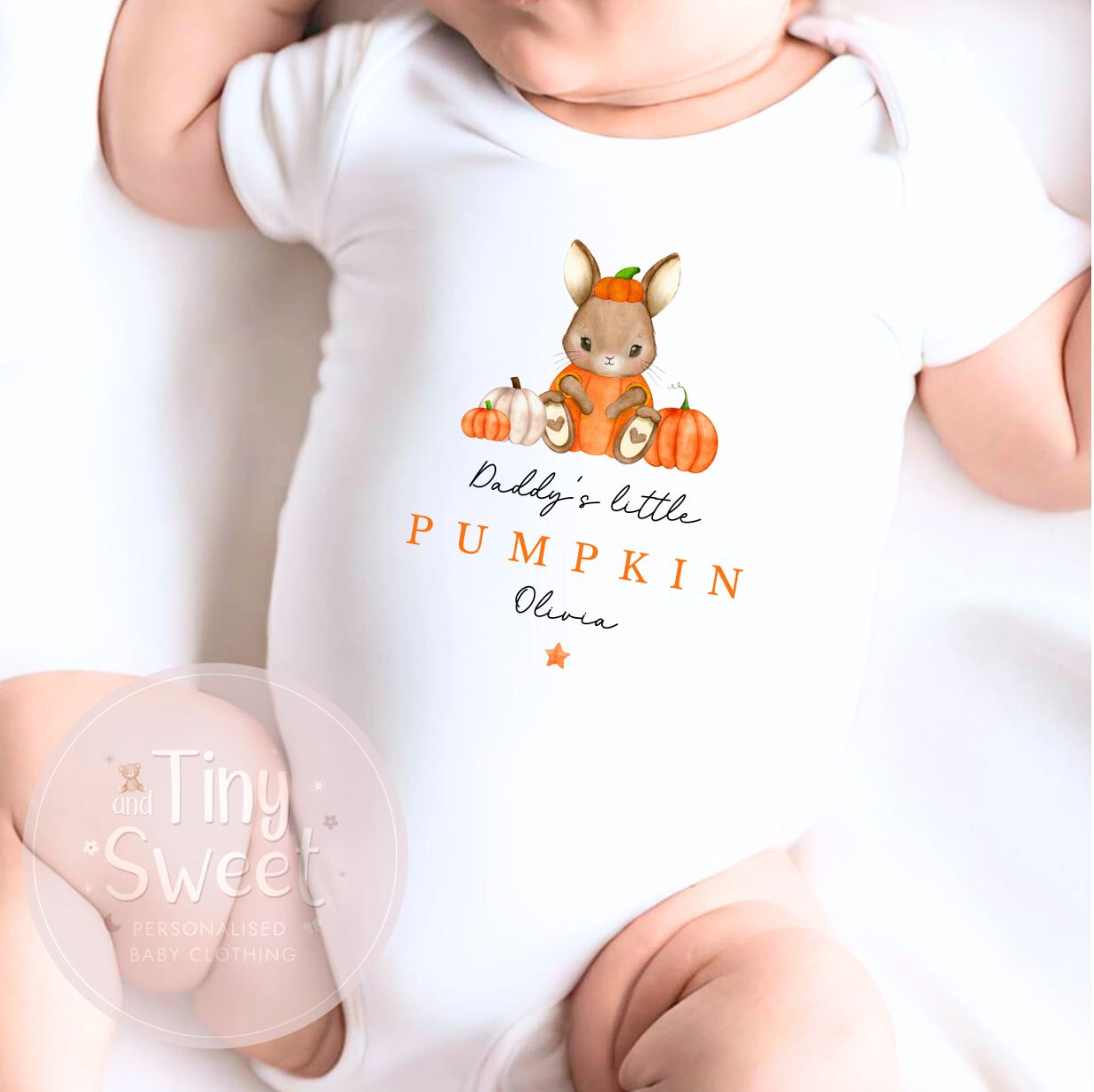 Little Pumpkin Bunny Personalised Sleepsuit