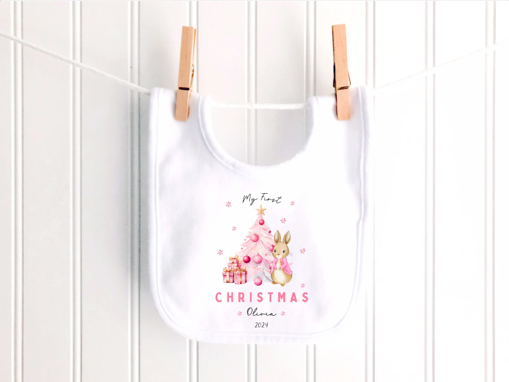 Personalised Bunny First Christmas Sleepsuit