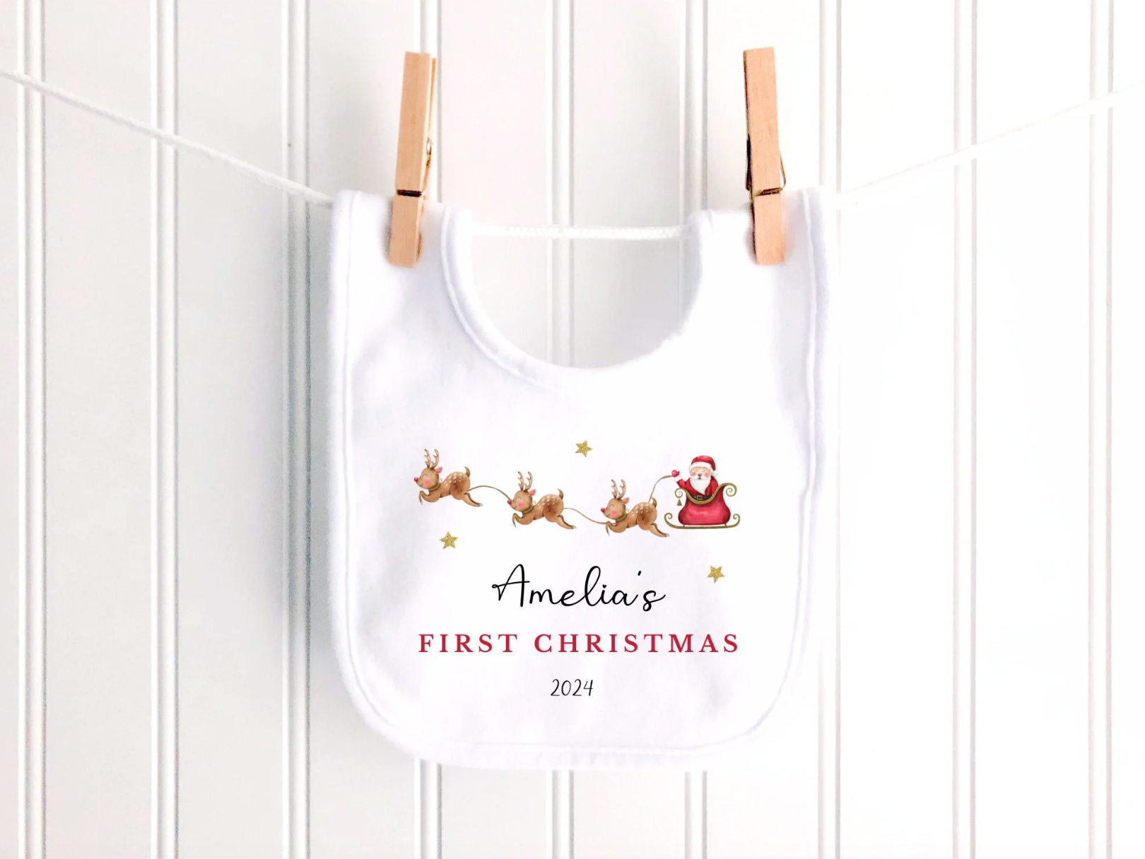 Personalised Sleigh Christmas Bib