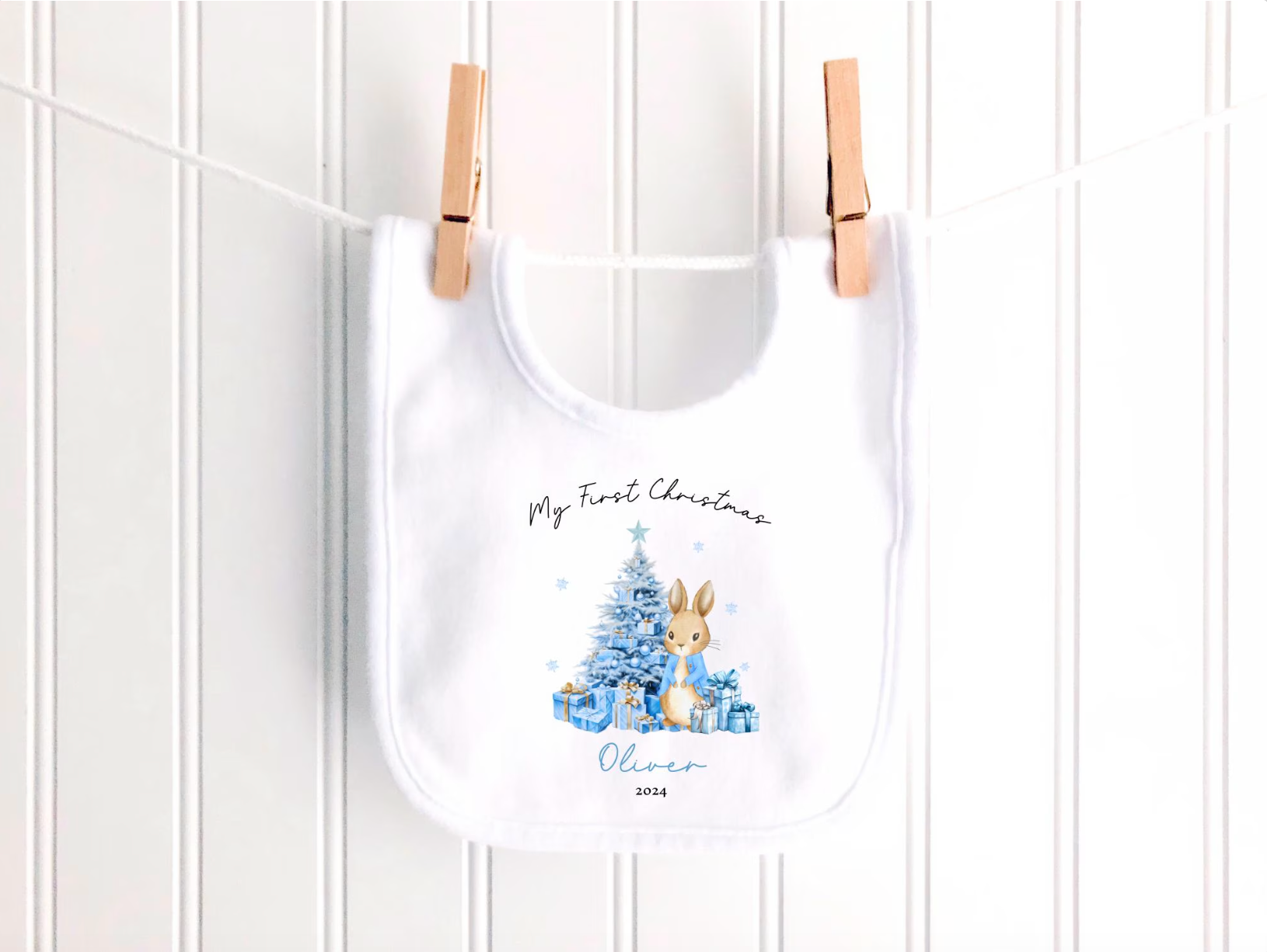 Personalised Bunny First Christmas Sleepsuit