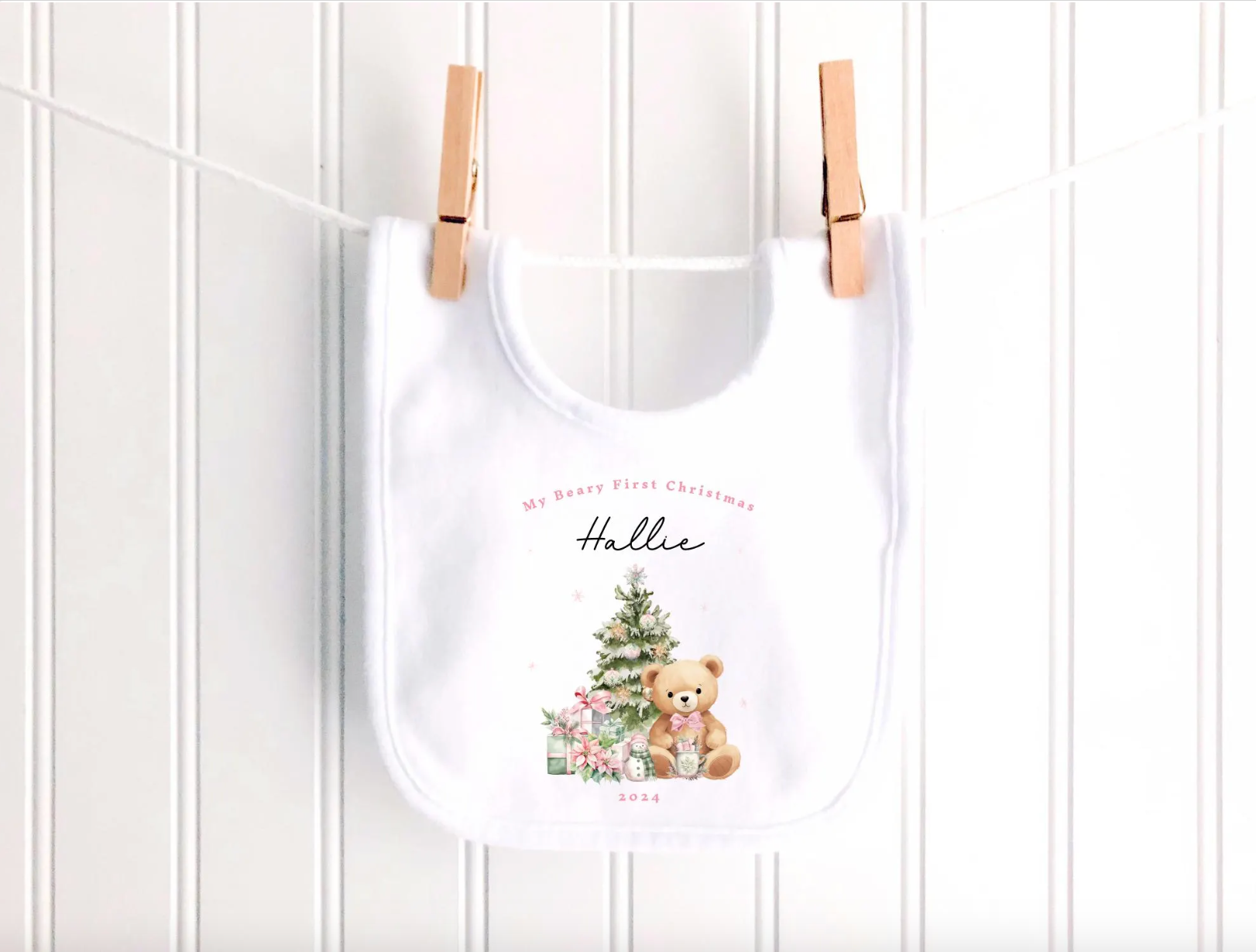 Personalised Classic Christmas Teddy Sleepsuit