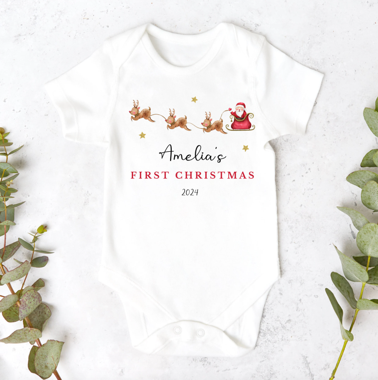 Personalised Santa Sleigh Sleepsuit