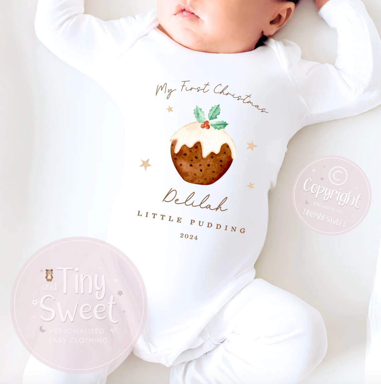 Personalised Christmas Pudding Sleepsuit