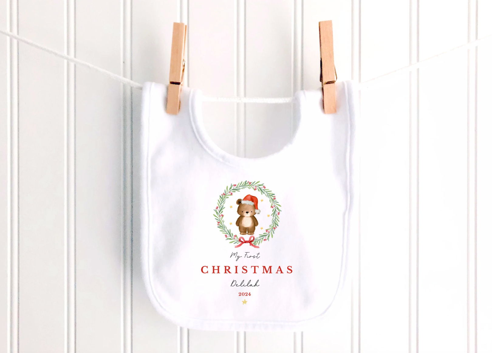 Personalised Bear Wreath Sleepsuit