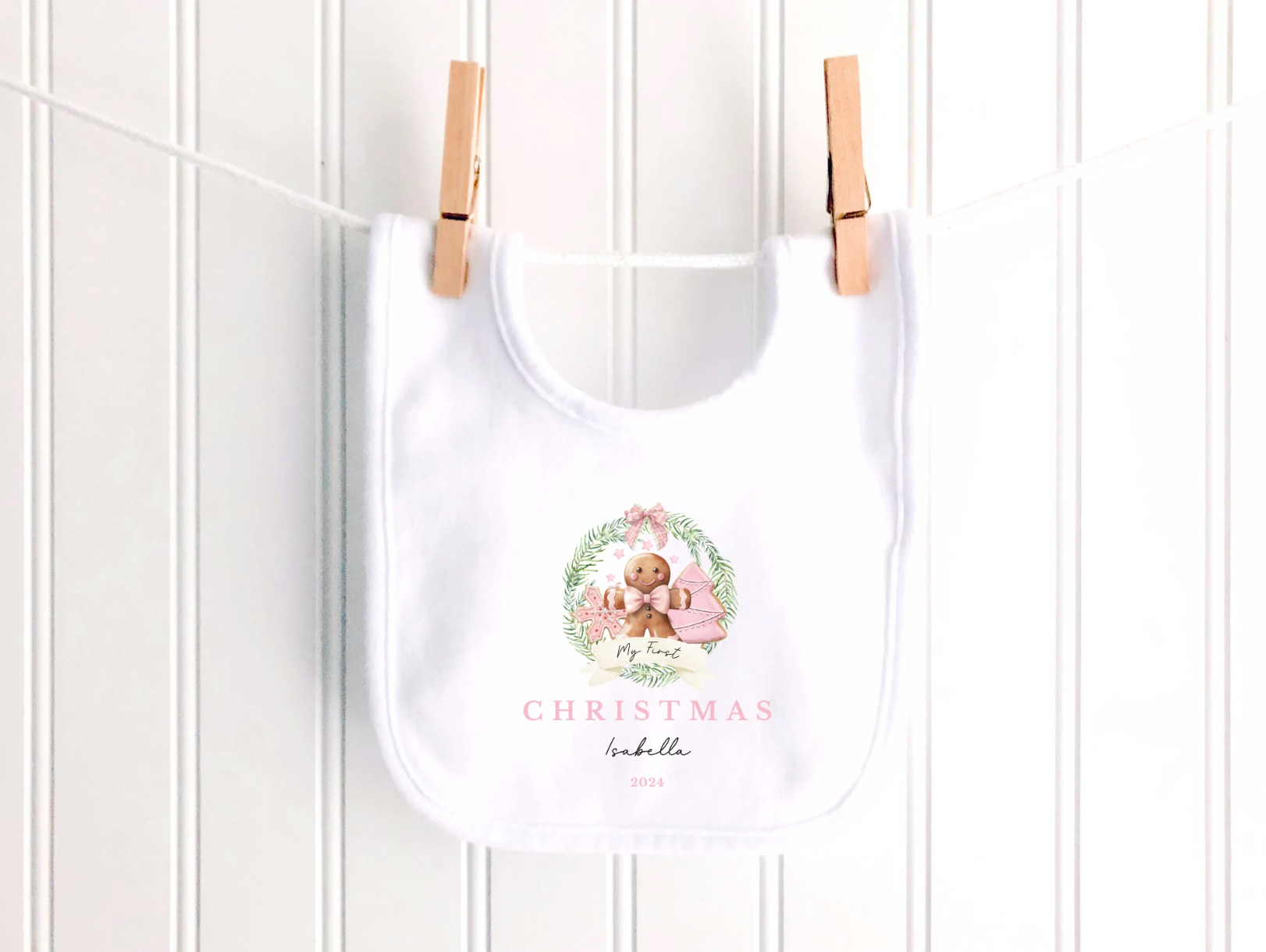 Personalised Gingerbread Wreath Sleepsuit