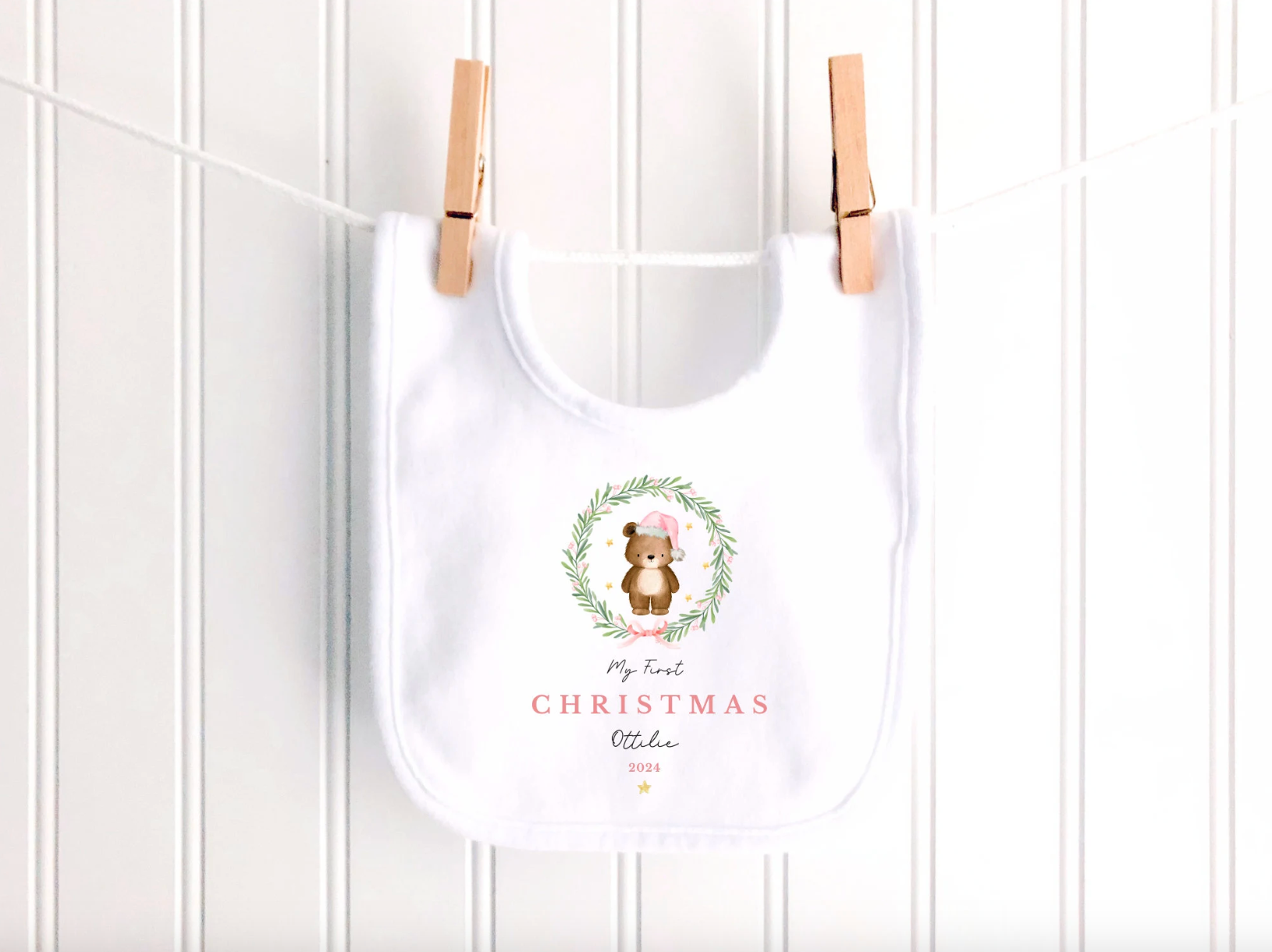 Personalised Teddy Wreath Sleepsuit