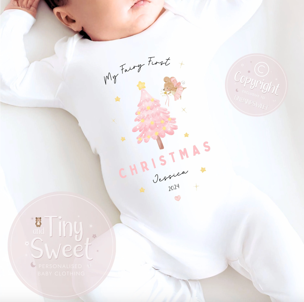 Personalised Fairy Christmas Tree Sleepsuit