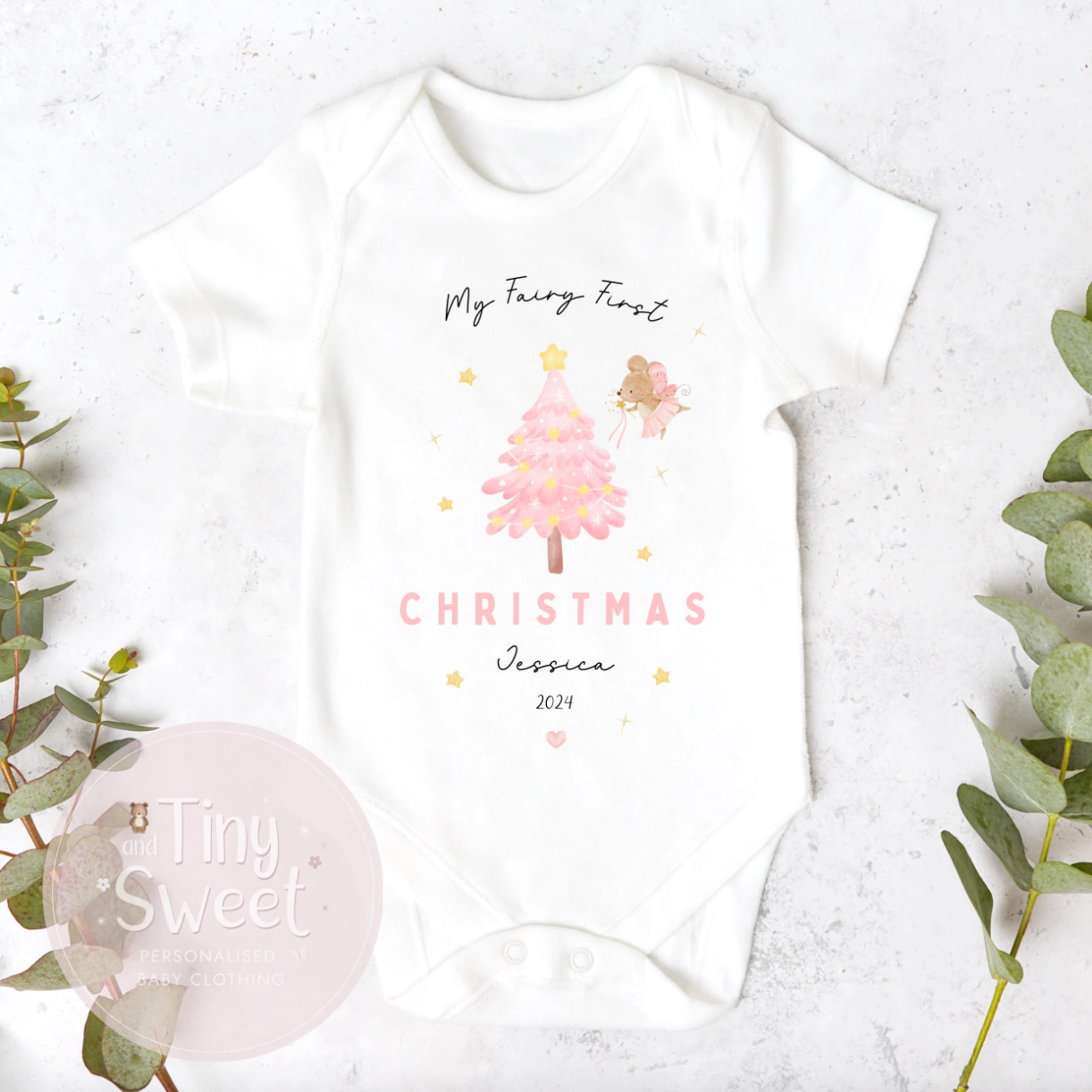Personalised Fairy Christmas Tree Sleepsuit