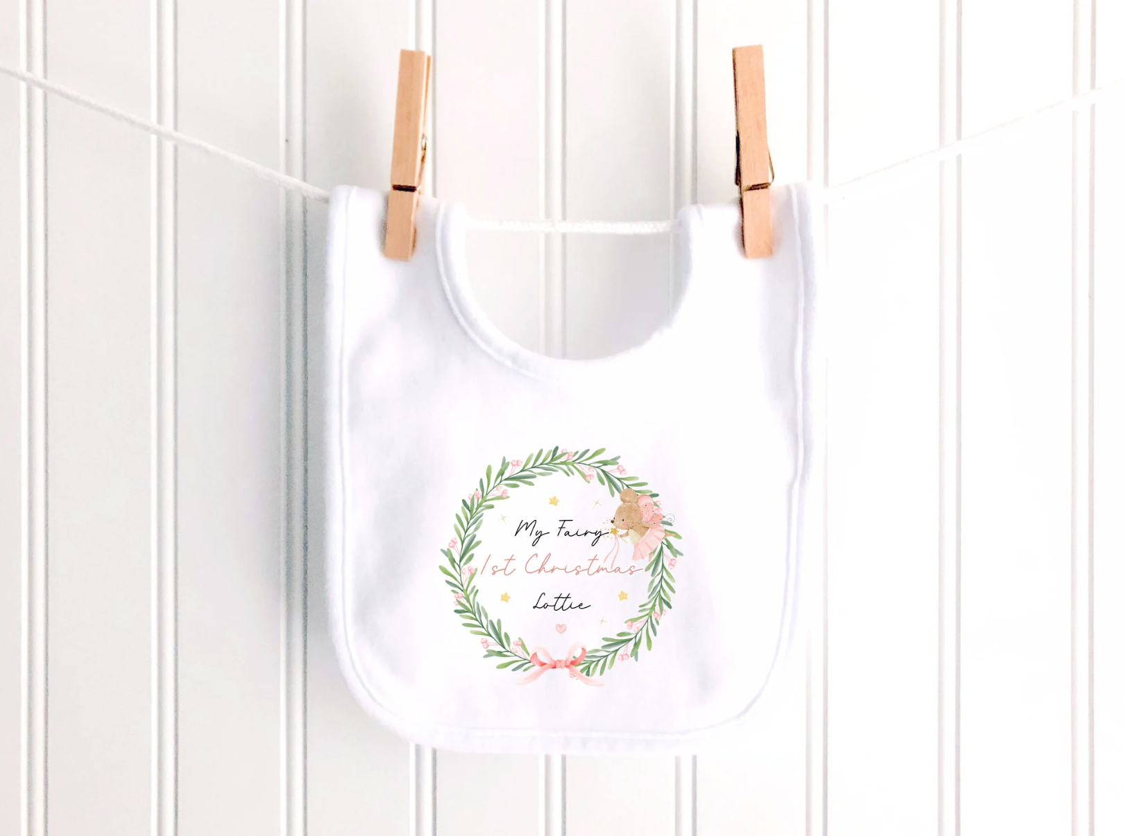 Personalised Fairy Wreath Christmas Sleepsuit