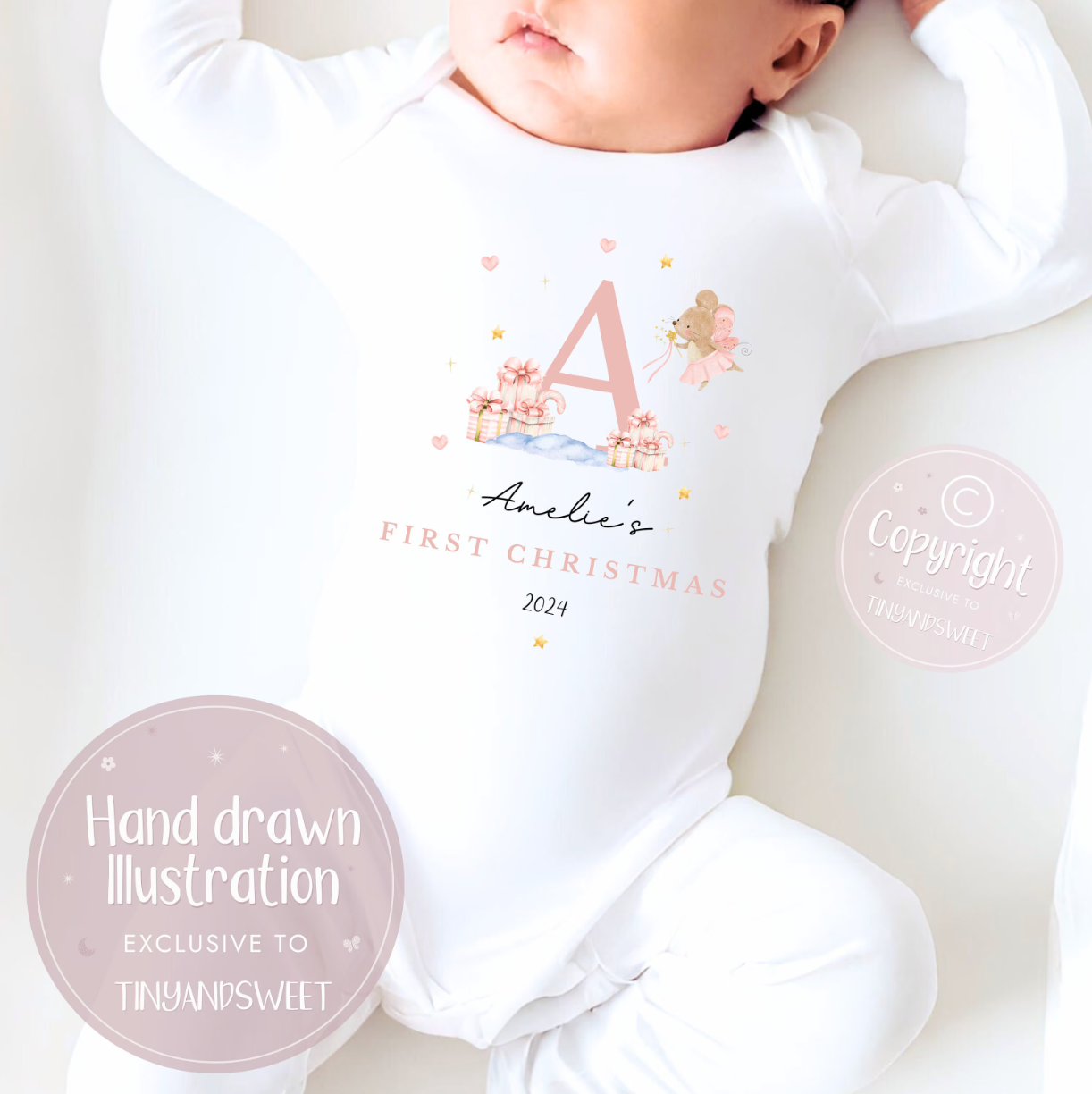 Personalised Fairy Initial Christmas Sleepsuit