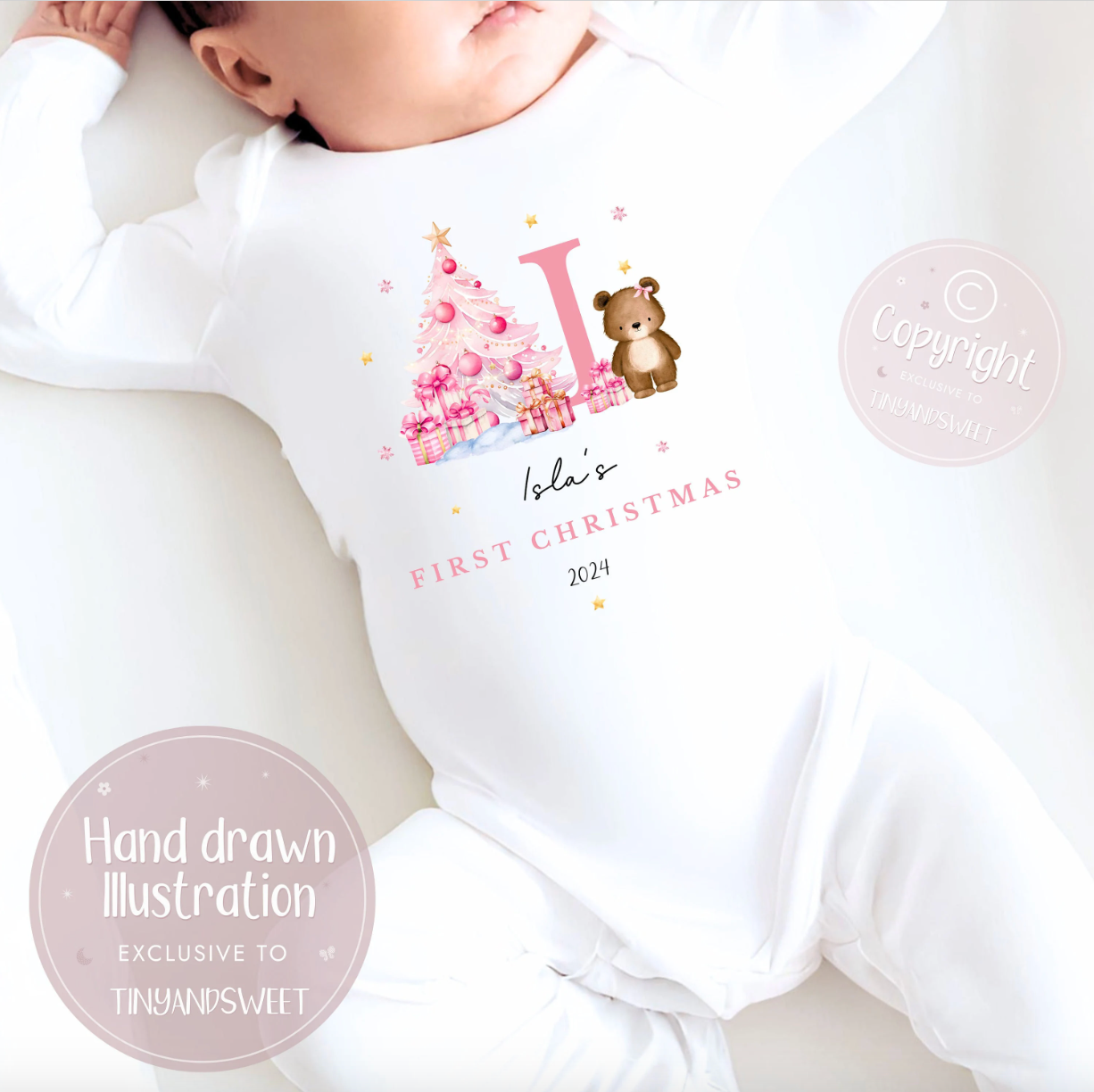 Personalised Teddy Initial Sleepsuit