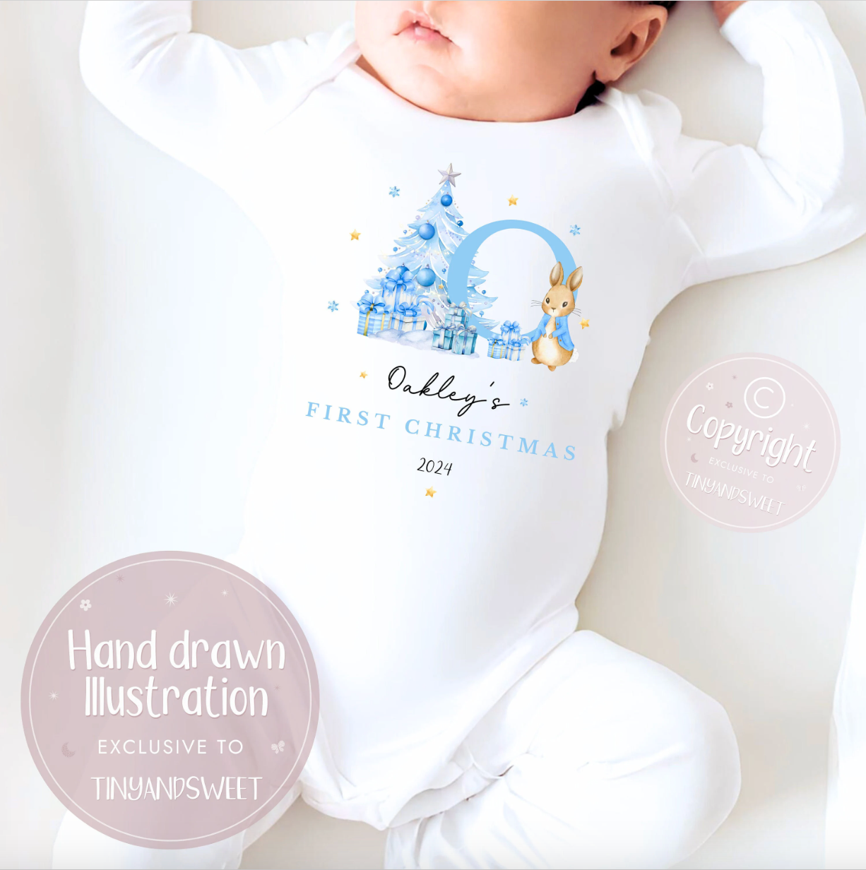 Personalised Bunny Initial Sleepsuit